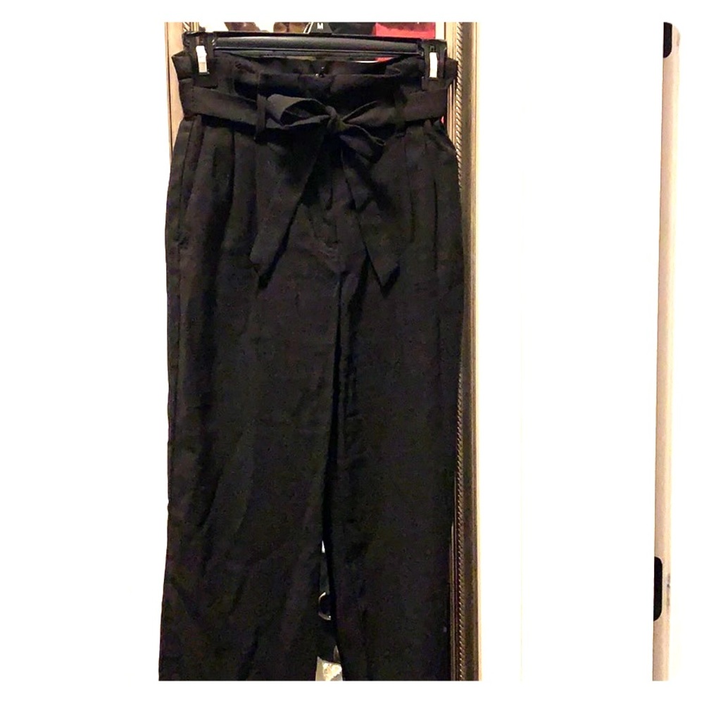 H&M black trash bag pants
